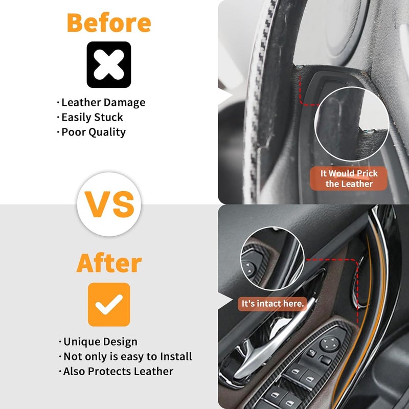 BJchiwu 2pcs Easy to install car Interior Door Pull Handle Grab Cover Fit for BMW 3 Series 320,328,330,335,F30,F31,F34,F80,M3 and 4 Series 418,420,428,435,F32,F36,F82,F83,M4 2012-2018 Left+Right Black - Image 2